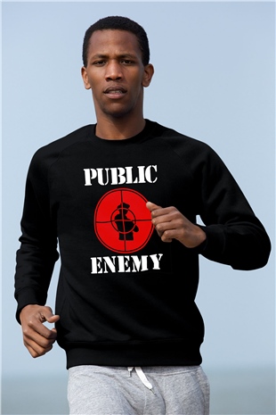 Public Enemy Siyah Unisex Sweatshirt