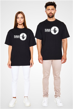 Public Enemy Siyah Oversize Tişört Oversize T-shirt - TişörtFabrikası