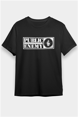 Public Enemy Siyah Unisex Tişört T-Shirt - TişörtFabrikası