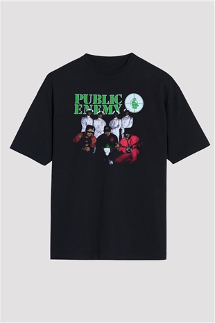 Public Enemy Siyah Oversize Tişört Oversize T-shirt - TişörtFabrikası