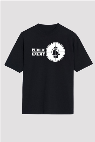 Public Enemy Siyah Oversize Tişört Oversize T-shirt - TişörtFabrikası