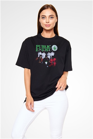 Public Enemy Siyah Oversize Tişört Oversize T-shirt - TişörtFabrikası