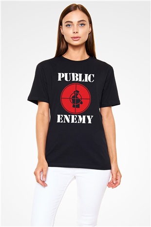 Public Enemy Siyah Unisex Tişört T-Shirt - TişörtFabrikası