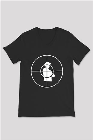 Public Enemy Siyah Unisex V Yaka Tişört T-Shirt
