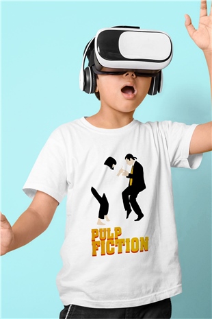 Pulp Fiction Baskılı Beyaz Unisex Çocuk Tişört
