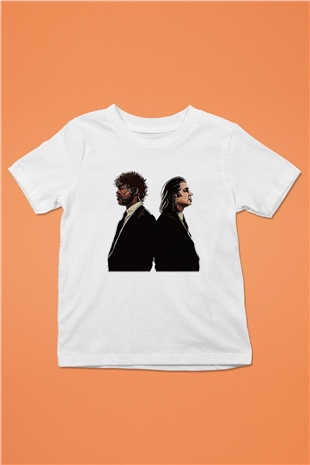 Pulp Fiction Baskılı Beyaz Unisex Çocuk Tişört