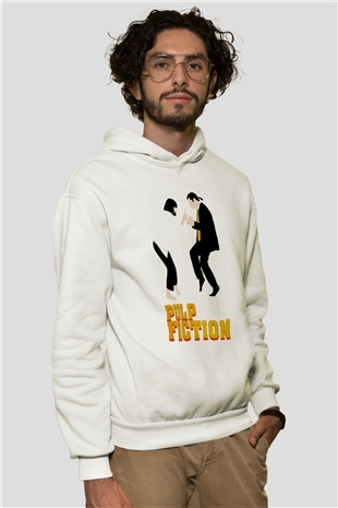Pulp Fiction Beyaz Unisex Hoodie