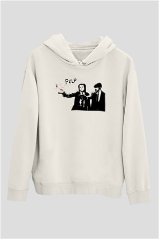 Pulp Fiction Beyaz Unisex Hoodie