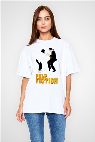 Pulp Fiction Beyaz Unisex Oversize Tişört T-Shirt