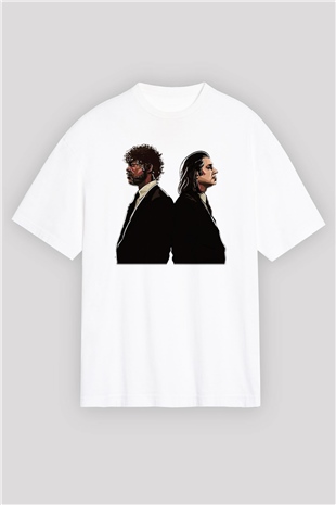 Pulp Fiction Beyaz Unisex Oversize Tişört T-Shirt