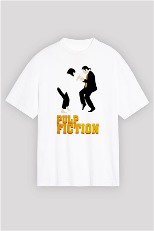 Pulp Fiction Beyaz Unisex Oversize Tişört T-Shirt