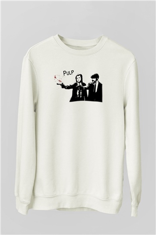 Pulp Fiction Beyaz Unisex Sweatshirt