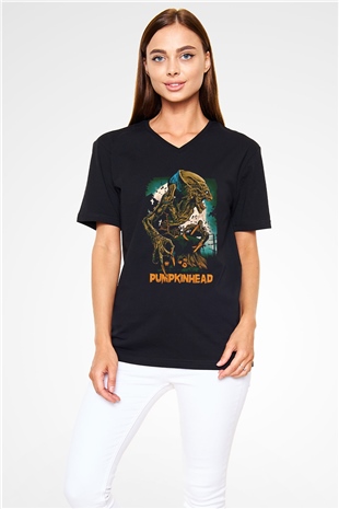 Pumpkinhead Siyah Unisex V Yaka Tişört