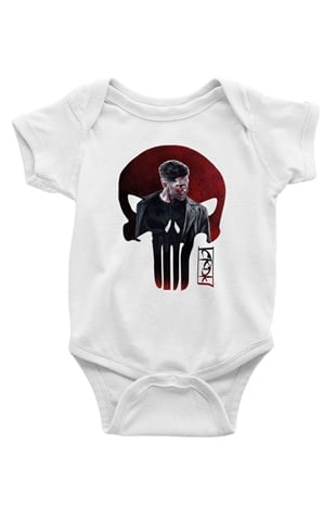 Punisher Baskılı Beyaz Unisex Bebek Body - Zıbın