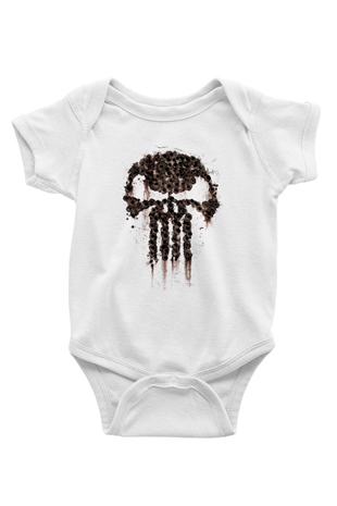 Punisher Baskılı Beyaz Unisex Bebek Body - Zıbın
