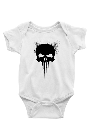 Punisher Baskılı Beyaz Unisex Bebek Body - Zıbın