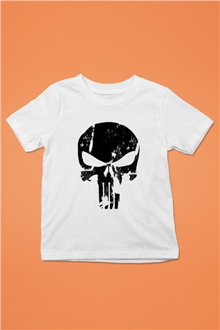 Punisher Baskılı Beyaz Unisex Çocuk Tişört