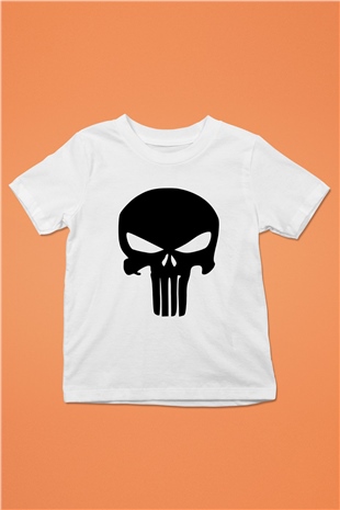 Punisher Baskılı Beyaz Unisex Çocuk Tişört