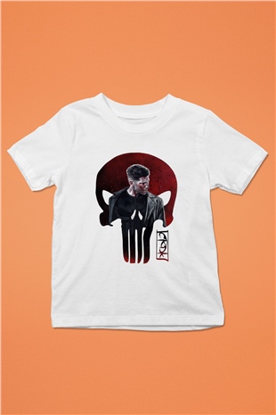 Punisher Baskılı Beyaz Unisex Çocuk Tişört