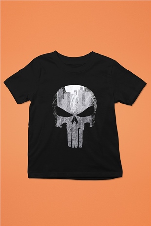 Punisher Baskılı Siyah Unisex Çocuk Tişört