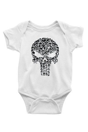 Punisher Beyaz Bebek Body - Zıbın