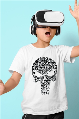 Punisher Beyaz Unisex Çocuk Tişört