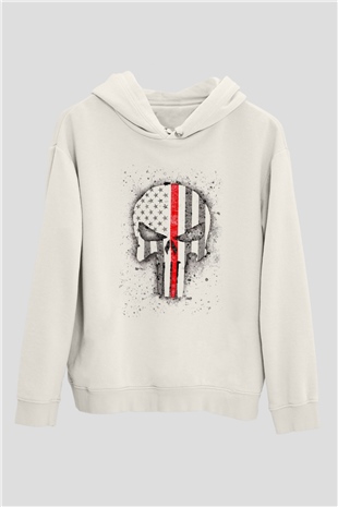 Punisher Beyaz Unisex Hoodie