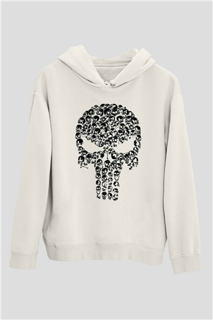 Punisher Beyaz Unisex Hoodie