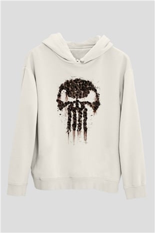 Punisher Beyaz Unisex Kapşonlu Sweatshirt
