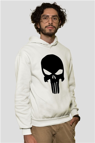 Punisher Beyaz Unisex Kapşonlu Sweatshirt