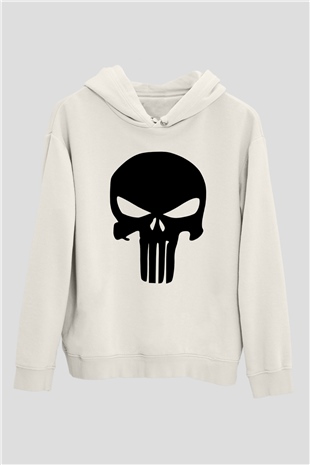 Punisher Beyaz Unisex Kapşonlu Sweatshirt