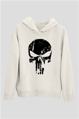 Punisher Beyaz Unisex Kapşonlu Sweatshirt