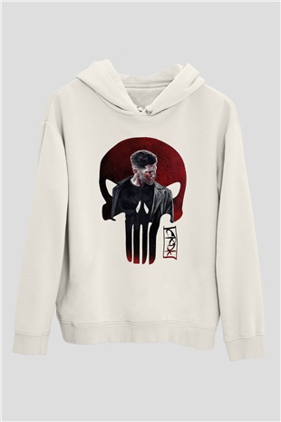 Punisher Beyaz Unisex Kapşonlu Sweatshirt