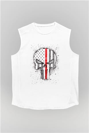 Punisher Beyaz Unisex Kolsuz Tişört