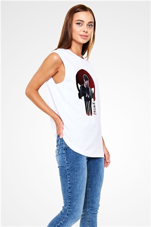 Punisher Beyaz Unisex Kolsuz Tişört