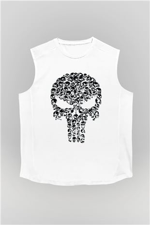 Punisher Beyaz Unisex Kolsuz Tişört