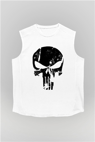 Punisher Beyaz Unisex Kolsuz Tişört