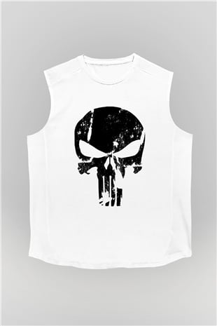 Punisher Beyaz Unisex Kolsuz Tişört