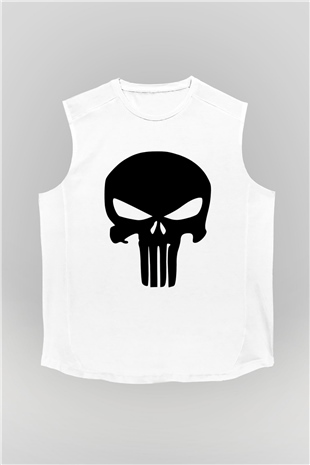 Punisher Beyaz Unisex Kolsuz Tişört