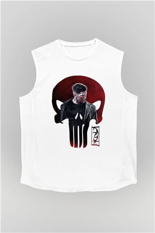 Punisher Beyaz Unisex Kolsuz Tişört