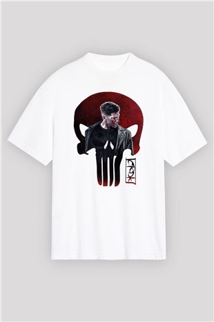 Punisher Beyaz Unisex Oversize Tişört T-Shirt