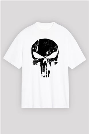 Punisher Beyaz Unisex Oversize Tişört T-Shirt
