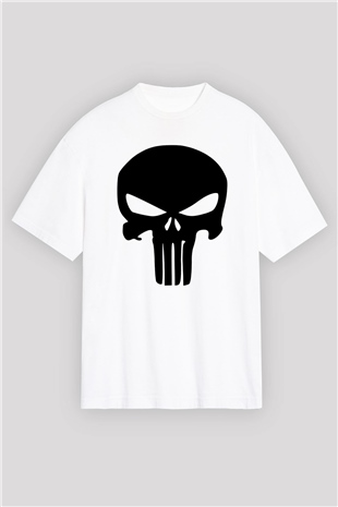 Punisher Beyaz Unisex Oversize Tişört T-Shirt