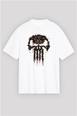 Punisher Beyaz Unisex Oversize Tişört T-Shirt