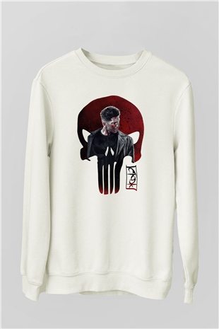Punisher Beyaz Unisex Sweatshirt