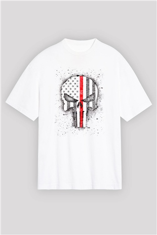 Punisher Beyaz Oversize Tişört Oversize T-shirt