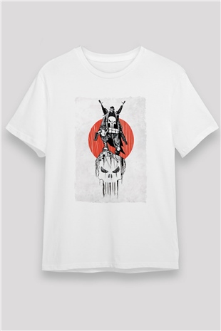 Punisher Beyaz Unisex Tişört T-Shirt