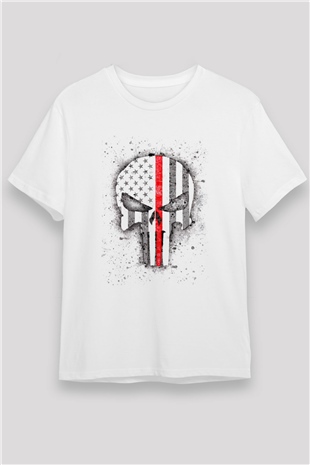 Punisher Beyaz Unisex Tişört T-Shirt
