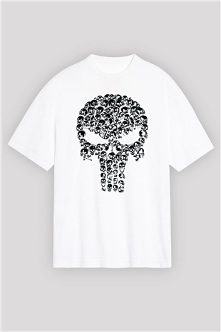 Punisher Beyaz Oversize Tişört Oversize T-shirt