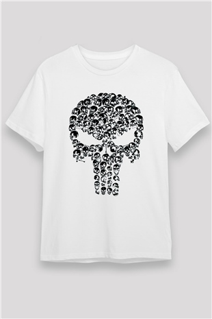 Punisher Beyaz Unisex Tişört T-Shirt